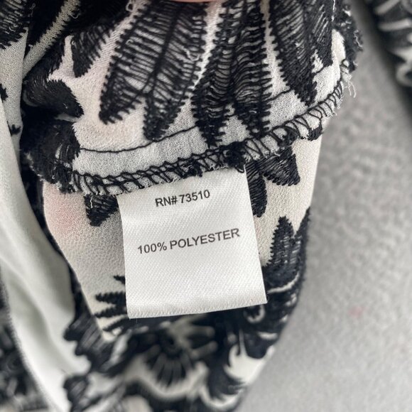 Ivy Jane Top Women Small Black White Embroidered Floral Long Sleeve Tunic Blouse - Picture 6 of 11